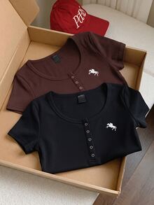 Comfortcana 2PCS Plus Size T-Shirts - Multicolor - View 7