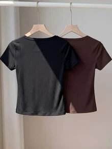 Comfortcana 2PCS Plus Size T-Shirts - Multicolor - View 2