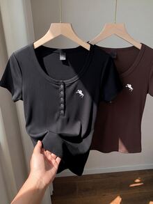 Comfortcana 2PCS Plus Size T-Shirts - Multicolor - View 5