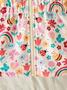 SHEIN 女孩可愛印花保暖內裡加厚拉鍊夾克，秋冬款 - 彩色 - 查看 6
