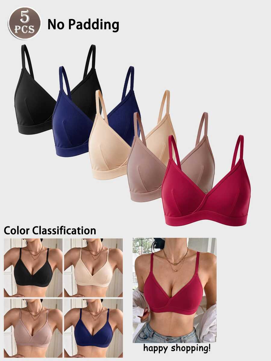 Snug Zone Women's Non-Wired Bra Set 5pcs - Multicolor - View 1