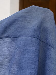 Manfinity CasualCool Men's Faux Linen Texture Royal Blue Single-Breasted Loose Fit Commuter Versatile Long Sleeve Shirt - Royal Blue - View 5