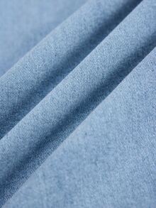 Everyssa Jumpsuit Denim Kasual Kaki Lebar Pinggang Tinggi Warna Biru Muda untuk Liburan Sehari-hari, Elastis, Nyaman, dan Menawan untuk Wanita di Musim Panas - Biru - View 5