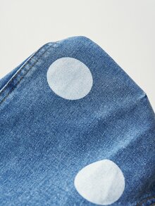 Bohemela Damen Polka Dot einreihige lässige Retro Vintage Weste Jacke Alltag Reise Marineblau Sommer - Aprikosenfarben - Übersicht 8