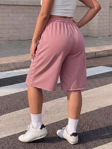 Muchica Lotus Pink Casual Women's Plus Size Drawstring Waist 5-Inch Shorts - Dusty Pink - View 2