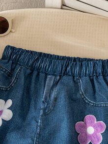 SHEIN Kids Young Girl Woven Floral Print Straight Leg Pants - Multicolor - View 7