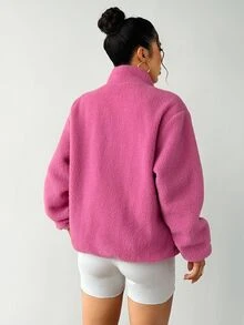 Exploreva Exploreva 女士运动夹克女士户外玫瑰粉色夹克，冬季外套冬季保暖厚保暖羊毛夹克，冬季夹克女士休闲户外夹克户外徒步夹克女士休闲夹克，保暖大衣，秋冬夹克，厚夹克保暖，冬季外套女士运动休闲夹克白色夹克 - 粉色 - 查看 3