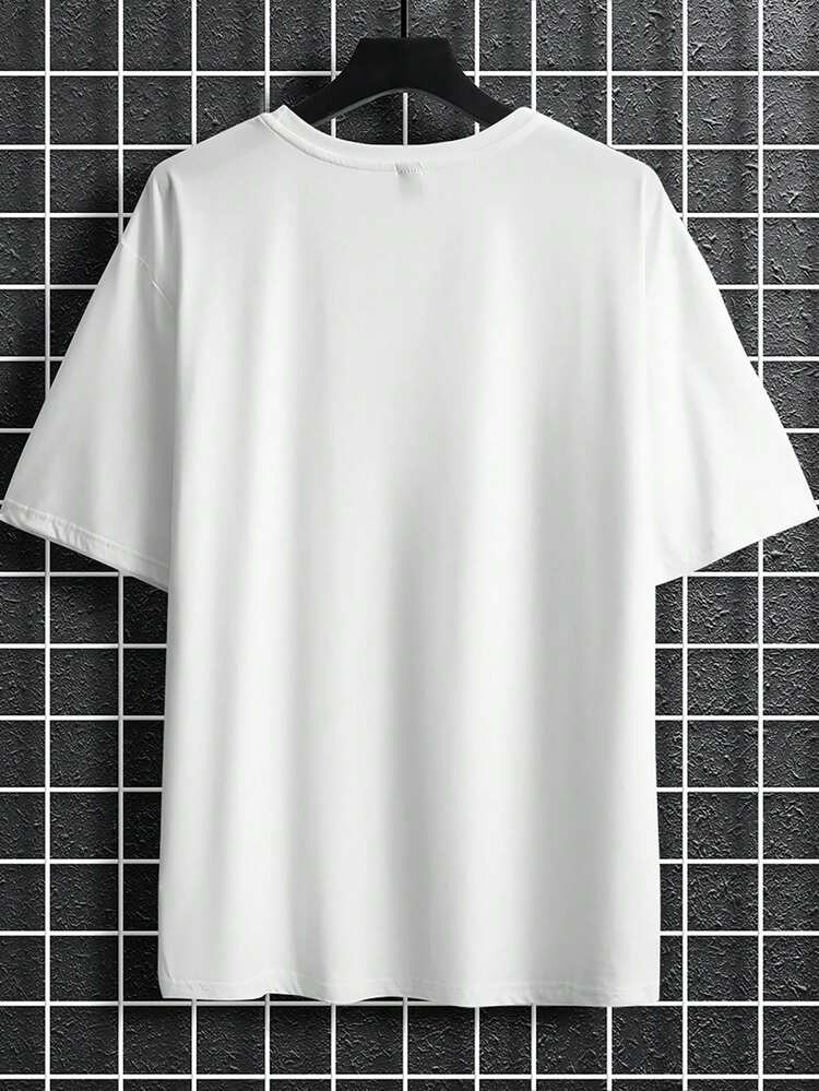 NEOREFINED Men's White Loose Fit Crew Neck T-Shirt, New York Towel Embroidery T-Shirt, Crew Neck Short Sleeve Loose Casual Style T-Shirt - White - View 2