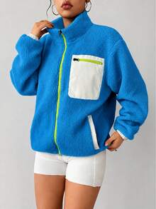 Exploreva Autumn/Winter Casual Outdoor Warm Fleece Jacket - Blue - View 6