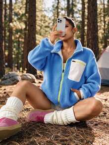 Exploreva Autumn/Winter Casual Outdoor Warm Fleece Jacket - Blue - View 1