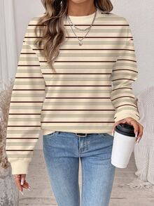 SHEIN LUNE 女款運動衫，休閒極簡日常百搭，約會與外出穿搭，女款秋季服飾，秋季穿搭，女款通勤穿搭，百搭上衣，外出穿搭，機場穿搭 - 白色 - 查看 2