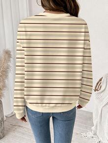 SHEIN LUNE 女款運動衫，休閒極簡日常百搭，約會與外出穿搭，女款秋季服飾，秋季穿搭，女款通勤穿搭，百搭上衣，外出穿搭，機場穿搭 - 白色 - 查看 3
