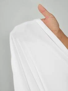 SHEIN Tall Tall New Sexy Boat Neck White Long Sleeve Autumn And Winter Base Warm Versatile Slim Ultra-Long Dress,Fall Wedding Guest Dress, Tall Women - White - View 10