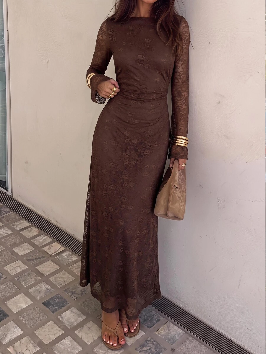 Siren Gaze Fall New Elegant Lace Long Dress Dinner Date Night Cocktail ...