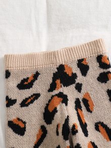 SHEIN Young Girl Leopard Print Kids Knit Crew Neck Casual Sweater & Long Autumn Winter Pants 2 Pieces Set - Multicolor - View 6