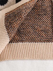 SHEIN Young Girl Leopard Print Kids Knit Crew Neck Casual Sweater & Long Autumn Winter Pants 2 Pieces Set - Multicolor - View 8