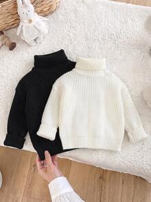 SHEIN 2PCS Baby Girls Sweaters - Black - View 2