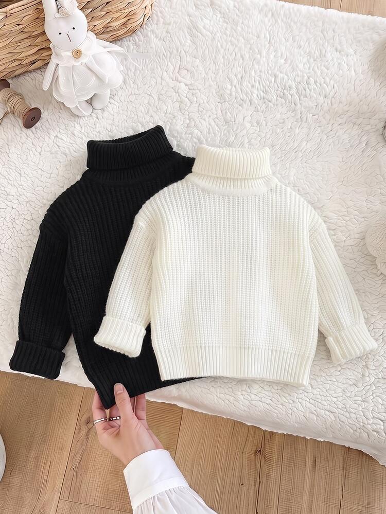 SHEIN 2PCS Baby Girls Sweaters - Black - View 2