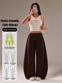 Vivamere Women's Solid Color Casual Versatile Daily Sweatpants - Coffee Brown - View 6