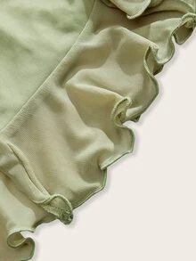 SHEIN ICON Women's Ruffle Hem Slit Design Casual Versatile Date Night Skirt - Mint Green - View 4