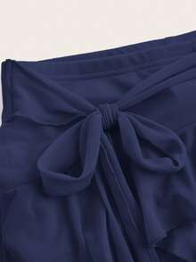 SHEIN ICON Minifalda negra de talle bajo con volantes multicapa estilo Y2K para mujer - Azul Marino - Ver 5