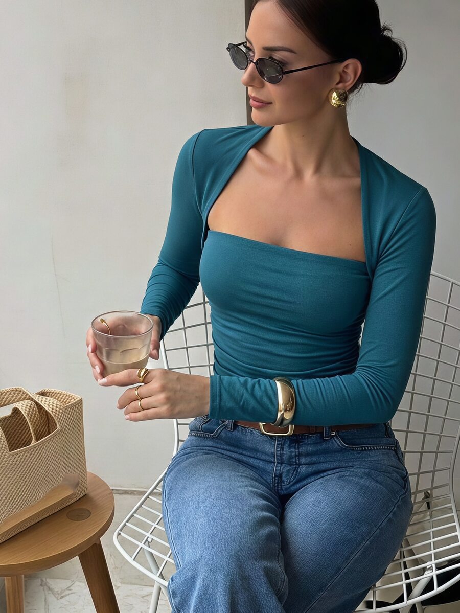 Firerie Women's Casual Versatile Solid Color Long Sleeve T-Shirt