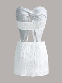 SHEIN ICON Women Two-piece Outfits Asimetris Memutar Plain Seksi - Putih - View 5
