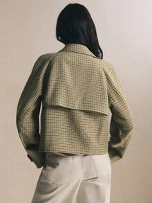 Poéselle 女款格紋休閒百搭日常通勤風衣 - 彩色 - 查看 3