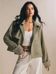 Poéselle 女款格紋休閒百搭日常通勤風衣 - 彩色 - 查看 7
