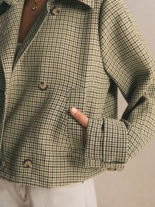 Poéselle 女款格紋休閒百搭日常通勤風衣 - 彩色 - 查看 9