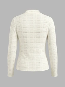 IslaSuriya Women's Lace Patchwork Neckline Tie-Front Top - Apricot - View 2