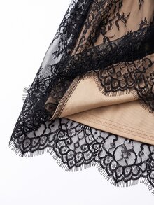 GlowEve CURVE Fashionable Elegant Lace Plus Size Women's A-Line Skirt - Black - View 6