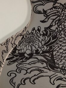 SHEIN ICON 女士无袖龙纹紧身连体衣 - 杏色 - 查看 7