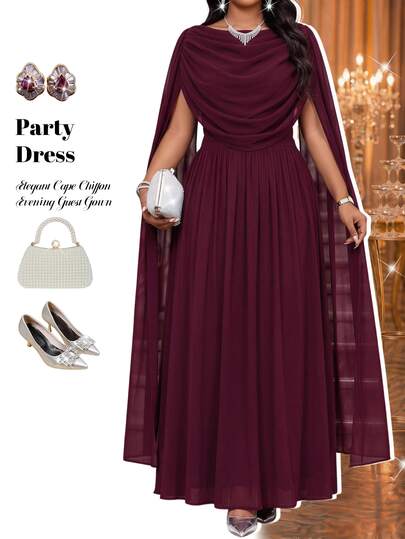 Fleurora Plus Size Women Solid Color Pleated Casual Party Dress