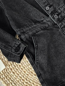 Kids Boys' Black Denim Shirt-Style Jumpsuit - Black - View 9