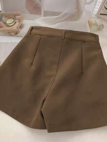 INAWLY Women's Black, White, Coffee, Gray Casual Shorts, Suitable For Business And Commuting (No Belt Included) - Multicolor - View 2
