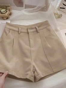 INAWLY Women's Black, White, Coffee, Gray Casual Shorts, Suitable For Business And Commuting (No Belt Included) - Multicolor - View 6