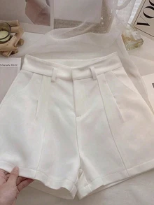 INAWLY Women's Black, White, Coffee, Gray Casual Shorts, Suitable For Business And Commuting (No Belt Included) - Multicolor - View 3