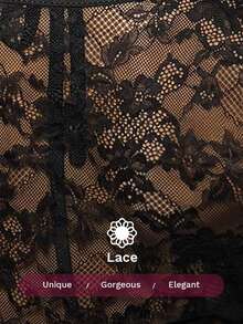 SHEIN ICON 女士蕾丝对比交叉系带前短款上衣 2 件套 - 黑色 - 查看 5