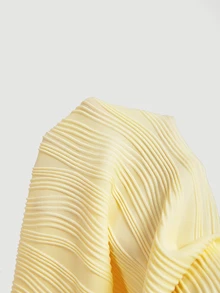 SHEIN MOD Women's Solid Color Pleated Elegant Waist-Cinching Long Dress For Party And Gathering - Pale Yellow - View 7