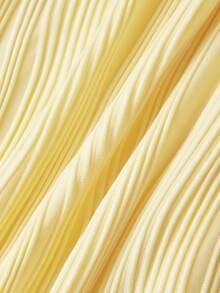 SHEIN MOD Women's Solid Color Pleated Elegant Waist-Cinching Long Dress For Party And Gathering - Pale Yellow - View 5