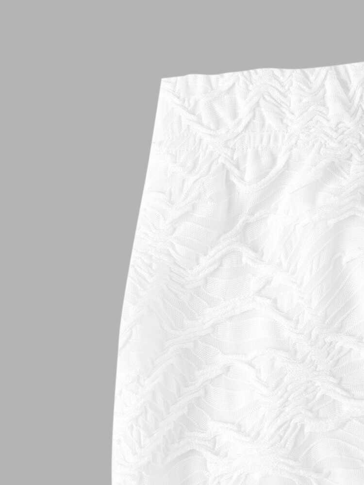 SHEIN MOD Women's Summer Elegant Solid Color Textured Mermaid Skirt - White - View 5