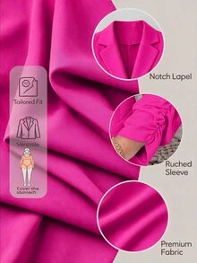 SHEIN LUNE Plus Size Women's Commuter Waist-Defining Short Versatile Thin Jacket - Hot Pink - View 9