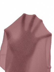 SHEIN Women's Minimalist Business Professional Collared Regular Shoulder Short Sleeve Casual Versatile Knit Top Plus Size Autumn Daytime Dusty Mauve Hiking - Red Violet - View 8