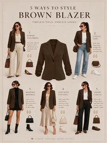 SHEIN LUNE Plus Size Women's Commuter Cinched Waist Short Versatile Lightweight Jacket - Coffee Brown - View 2