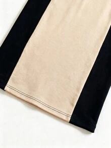 GlowEve CURVE Plus Size Women's Halloween Dress In Beige And Black Color Blocking. This Slim-Fit Autumn Dress Features An Elegant Look Perfect For Parties. Fall - Black and White - View 6