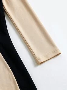GlowEve CURVE Plus Size Women's Halloween Dress In Beige And Black Color Blocking. This Slim-Fit Autumn Dress Features An Elegant Look Perfect For Parties. Fall - Black and White - View 5