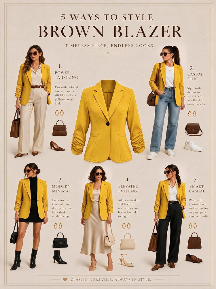 SHEIN LUNE Plus Size Women's Commuter Waist-Cinched Short Versatile Thin Jacket - Yellow - View 2