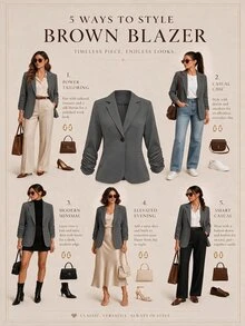 SHEIN LUNE Plus Size Women's Commuter Waist-Defining Cropped Versatile Thin Jacket - Grey - View 2