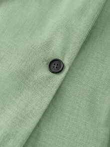 SHEIN PETITE CURVE 女款大尺碼拼接條紋時尚通勤西裝外套 - 綠色 - 查看 5